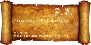 Pingiczer Malakiás névjegykártya